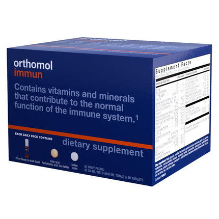 Orthomol Immun - Mikroelementi imūnsistēmas atbalstam - ar C vitamīnu, D vitamīnu un cinku - Dzeramās ampulas/tabletes, 30 dienas porcijas