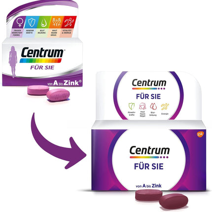 Multivitamīni - Centrum For You, 60 gab. - Augstas kvalitātes uztura bagātinātājs ar mikroelementiem, kas īpaši paredzēts sievietēm - Vitamīni, minerālvielas un mikroelementi pilnvērtīgai ikdienas lietošanai