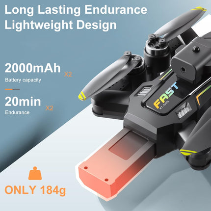 OBEST GPS drons ar 4k kameru, piemērots iesācējiem, FPV RC kvadrokopters ar bezsuku motoru, svars mazāks par 249 g, zema akumulatora uzlādes pakāpe, 360° šķēršļu apiešana, 2 baterijas