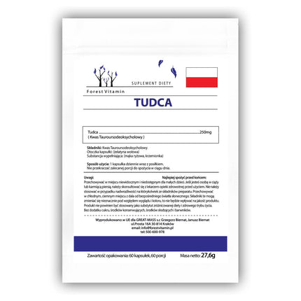 TUDCA - Meža vitamīns TUDCA 250 mg kapsulas - Tauroursodeoksiholskābe - Super aknu atbalsts - Veselība un skaistums (60)