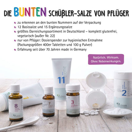 PFLÜGER Schüßler sāļi Nr. 11 Silicea D12 - 400 tabletes - Matu, ādas un saistaudu sāls - bez glutēna