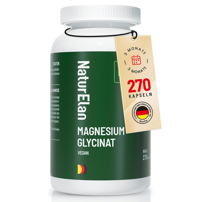 Magnija glicināta augstas devas kapsulas - 270 kapsulas, 300 mg magnija dienā, vegāns, ražots Vācijā