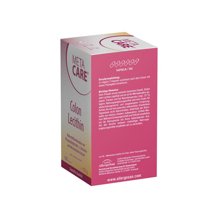 META CARE Colon Lecithin – Augstas kvalitātes fosfatidilholīns – L-glutamīns – Augu izcelsmes uztura bagātinātājs ar vērmeles lapu ekstraktu – Augsta deva – Vegāns – 180 kapsulas
