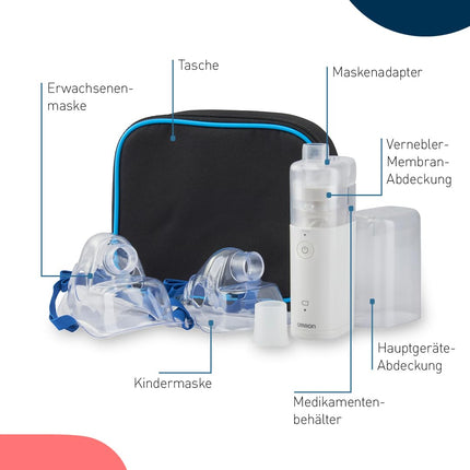 OMRON MicroAir U100 inhalators "GOOD" Stiftung Warentest 12/24, kluss inhalators mājām un lietošanai ceļā - Elpošanas ceļu slimību ārstēšanai pieaugušajiem un bērniem
