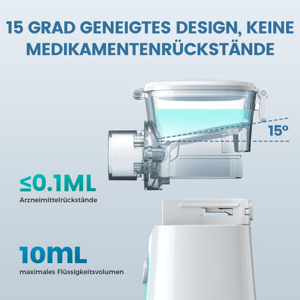 Inhalators, pārnēsājams inhalators pieaugušajiem un bērniem, 30 dB kluss inhalatora komplekts, 3 ātrumi, USB uzlādējams inhalators, 2 stundu ilgs darbības laiks