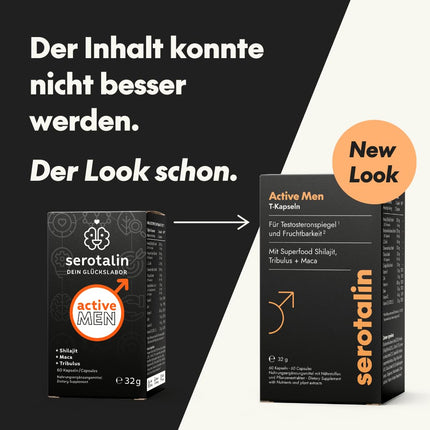 serotalin ACTIVE MEN Maca kapsulas vīriešiem | Fenugreek ar Shilajit, L-citrulīnu, Black Maca un Tribulus | Vegāns un ražots Vācijā | 60 kapsulas