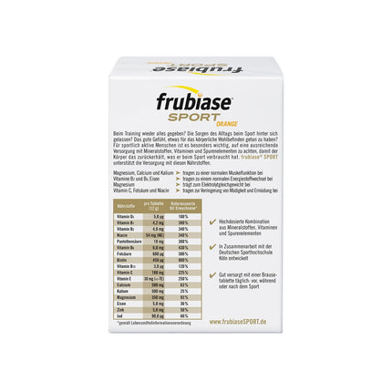 frubiase SPORT Orange - Izotonisks sporta dzēriens - Elektrolīti, lielas devas minerālvielas, multivitamīni, mikroelementi - lai atbalstītu sniegumu un atjaunošanos - 20 putojošās tabletes