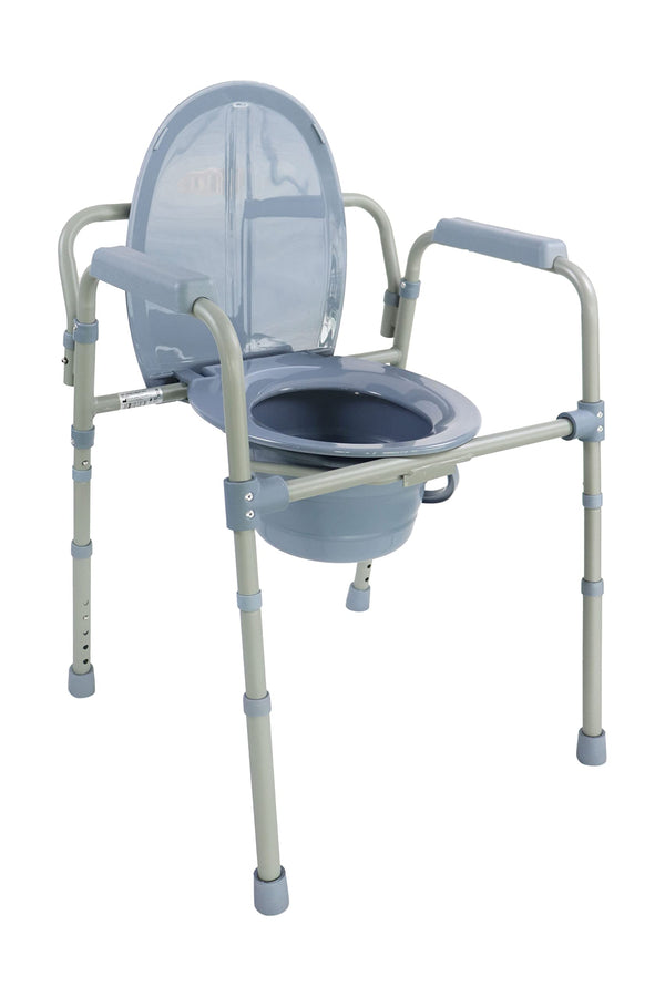 PEPE Mobility - tualetes krēsls senioriem, regulējams augstumā, ar spaini, roku balstu, pelēks