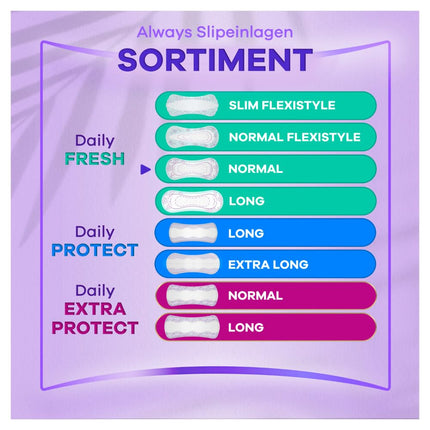 Always Daily ikdienas ieliktnīši sievietēm, Normal To Go Fresh (20 ieliktnīši) ar svaigu aromātu, elastīgi un ērti, elpojoši
