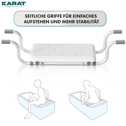 KARAT vannas sēdeklis, sēdekļa pamatne vannai, neslīdoša, slodzes izturība 100 kg, regulējama 78-86 cm, vannas krēsls, dušas sēdeklis pieaugušajiem un senioriem, vannas pamatne Levi