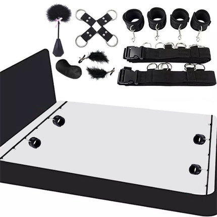 BDSMAGE BDSM komplekts ar 7 daļām, SM gultas piederumi, spalvu pātaga un acu maska, roku dzelži, potīšu aproces, spalvas, krūtsgala skavas, fetiša seksa rotaļlieta, ekstremālas bondage komplekts piestiprināšanai pie gultas pāriem