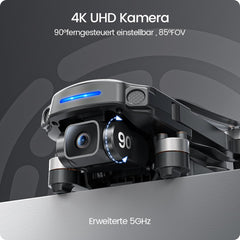 Holy Stone HS360S drons ar 4K GPS kameru pieaugušajiem, 3 km liela darbības rādiusa 5G attēla pārraide, 20 minūšu ilgs lidojuma laiks, sekojiet man, atgriezieties, RC salokāms drons, pilns komplekts iesācējiem, svars zem 249 g, C0