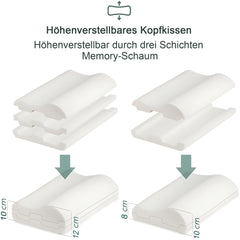LAMB spilvens, augstumā regulējams atmiņas putu kakla atbalsta spilvens, spilvens gulēšanai uz sāniem, ergonomisks spilvens, spilvens pret krākšanu