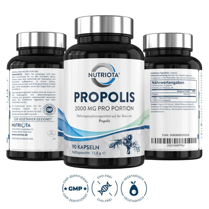 Propoliss 2000 mg | 90 lielas devas propolisa kapsulas | Dabīgs imūnsistēmas atbalsts, kakla sāpju mazināšana un spēcīgs antioksidants - Nutriota