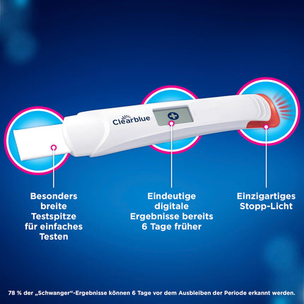 Clearblue grūtniecības tests Ultra Early Test Combo Pack Triple-Check, 3 testi (1 digitālais 10mSV/ml, 2 vizuālie 10mSV/ml), grūtniecības tests / agrīns grūtniecības tests, rezultāti 6 dienas agrāk