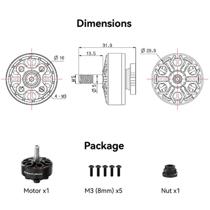 2306.5 1800KV FPV drona motors - 6S bezsuku motors 5 collu FPV dronam QAV kvadrokopteram - 4 gab.