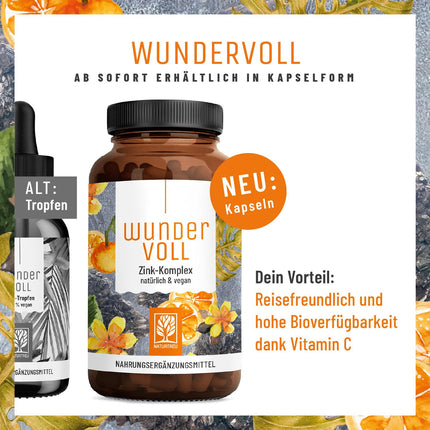 Augstas devas cinks 25 mg - trīskāršā C vitamīna cinka kapsulas - 90 dienu piegāde - vegāns - ražots Vācijā un laboratorijā pārbaudīts - NATURTREU® Wundervoll