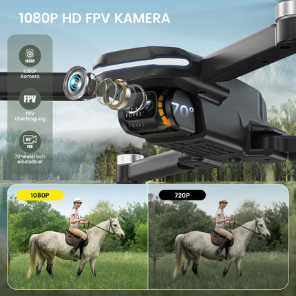 Holy Stone HS280D drons ar 1080P kameru, RC salokāms FPV drons ar 2 baterijām, ilgs lidojuma laiks, bezsuku motors, žestu vadība, kameru dronu āra pilns komplekts kvadrokopteram bērniem iesācējiem, C0