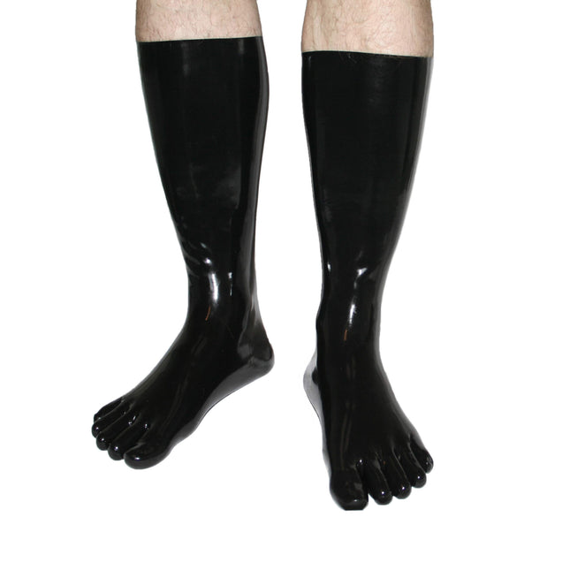 Rubberfashion lateksa zeķes ar pirkstiem, garas - lateksa zeķes ar pirkstiem līdz ikram - lateksa zeķes sievietēm un vīriešiem, melnas, 0,4 mm, M/Apavu izmērs: 41,5-43,5