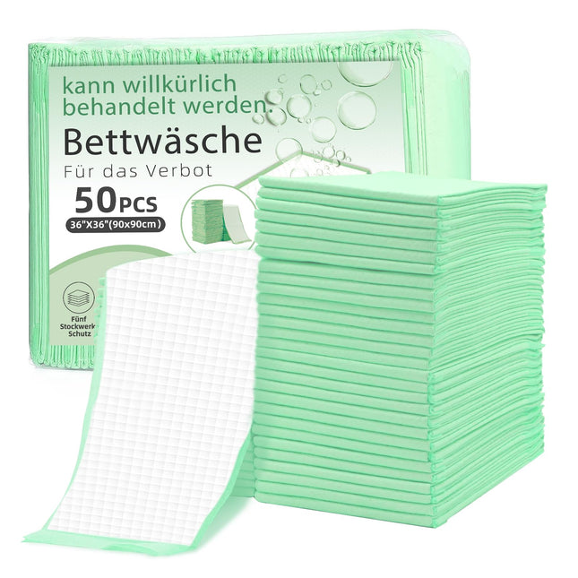 EasyVibe Wegwerf-Bettpads für Inkontinenz 50 Stück 90x90cm 5-lagig,110g/Stück,SAP 7g Betteinlagen Inkontinenz Einweg Erwachsenen, Heavy Duty Bettpads Inkontinenz, Einweg-Wickelunterlagen…