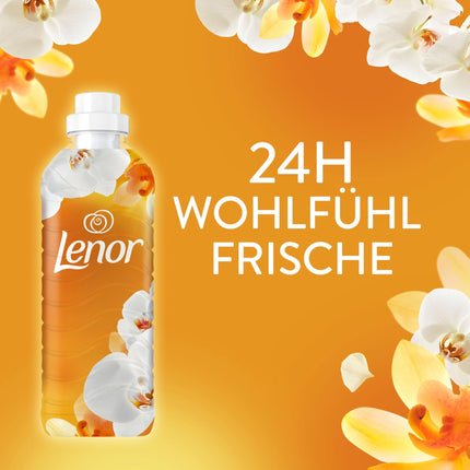 Lenor veļas mīkstinātājs 36 mazgāšanas reizēm, zelta orhideja, 24 stundu svaiguma sajūta dušā, ar aktīvu smakas kontroli