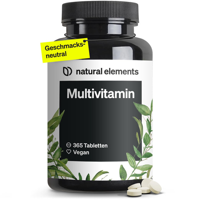 Multivitamīni – 365 vegānas tabletes – gada daudzums – vērtīgi vitamīni AZ, ar K1 un K2 vitamīnu – bez liekām piedevām – ražoti Vācijā un laboratoriski pārbaudīti