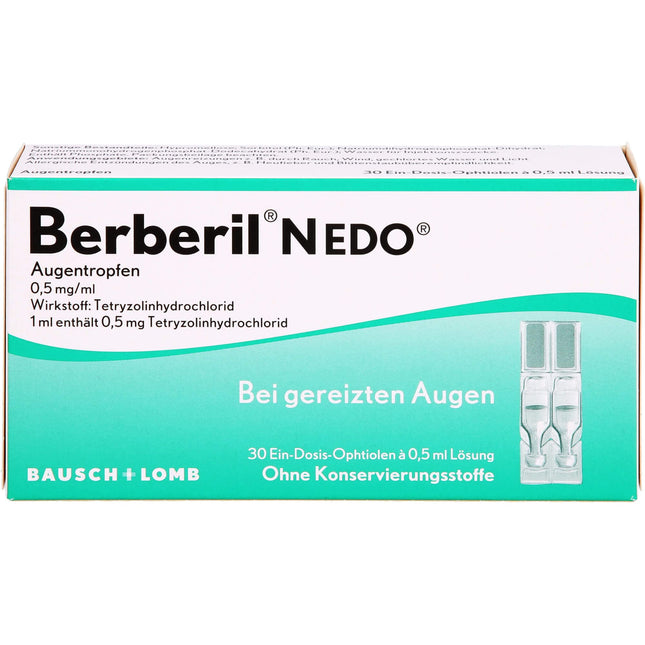 Berberil N EDO acu pilieni kairinātām acīm, 30 vienreizējas devas pipetes