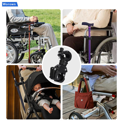 Worown 2 komplektu daudzfunkcionāls kruķu turētājs, spieķu turētājs, ratiņkrēsla nūjas turētājs ratiņkrēsliem Fiksēti lukturīši, lietussargi, universāls kruķu turētājs