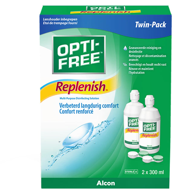 Opti-Free Replenish kontaktlēcu šķīdums | Lielapjoma iepakojums | 2 x 300 ml