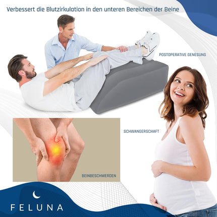 Ergonomisks ķīļveida spilvens gulēšanai, piepūšams ortopēdisks kāju pacēlums kāju un muguras sāpju mazināšanai, kāju atbalsta spilvens ceļgalam, pēdai un potītei pēc operācijas (pelēks)