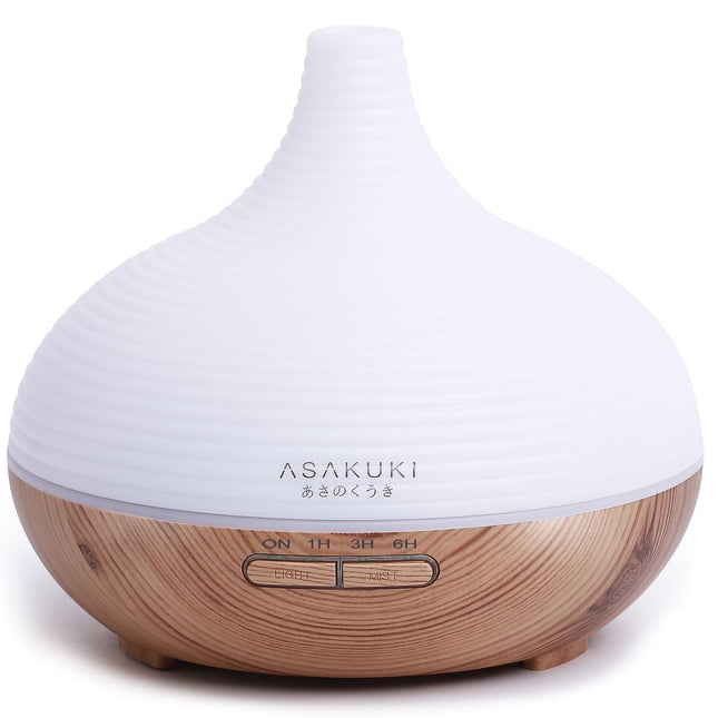 ASAKUKI 300ml aromātu difuzors smaržeļļām, augstākās kvalitātes ultraskaņas mitrinātājs, aromterapijas eļļu difuzors ar 7 krāsu LED gaismu, BPA nesaturošs guļamistabai, birojam, spa