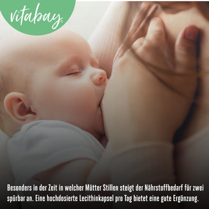 Vitabay Lecitīns 1200 mg | 120 vegānas sojas lecitīna mīkstās želejas | Sojas lecitīns ar fosfatidilholīnu | Pilnībā bioloģisks un bez ĢMO | Vitamīni zīdīšanas laikā ar E vitamīnu | L. Pulvera alternatīva