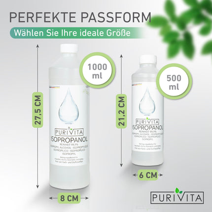 PURIVITA® izopropanols 99,9% [500 ml] - tīrīšanas spirts Izopropanols - tīrs spirts mājsaimniecības un rūpnieciskai tīrīšanai - izopropilspirts - dezinfekcijas līdzeklis Tīrs spirts - etilspirts