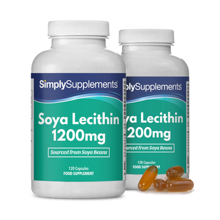 Lecitīna 1200 mg kapsulas | Augsti attīrīts sojas lecitīns | 240 kapsulas | GMP sertificēts un ražots Apvienotajā Karalistē | Dabiski atrodams organismā | Būtisks fosfolipīdu avots
