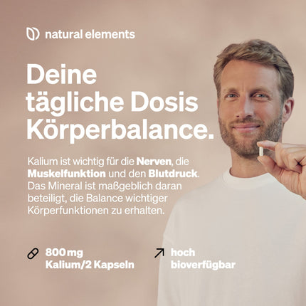 Kālijs – 240 kapsulas ar 800 mg elementārā kālija (no kālija citrāta) vienā dienas devā – asinsspiedienam, muskuļu funkcijai un nervu sistēmai – vegāns, augsta deva, bez piedevām