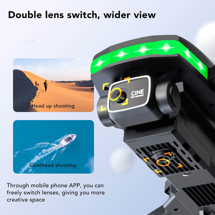 S162 FPV RC drons, 4K HD divu kameru WiFi kvadrokopters ar lidošanu ar ceļa punktiem, regulējams ātrums, 360° pagriezieni, automātiska fotografēšana, automātiska nolaišanās.