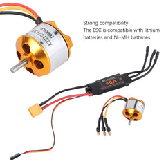 RC motora ESC bezkontaktu, 2212 1000KV motora 40A bezkontaktu ESC komplekts RC drona un helikoptera FPV modelim