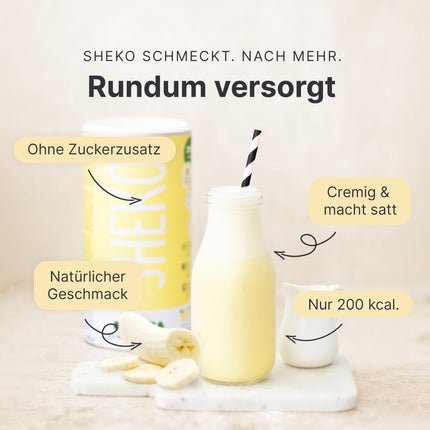 SHEKO Balance kokteilis ar banānu garšu - 21 krēmīgs maltītes aizstājējs svara zaudēšanai - augsts olbaltumvielu saturs, bez glutēna un dabīga garša - svara zaudēšanas kokteilis