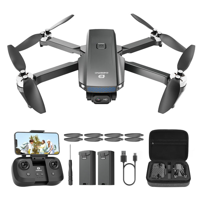 DEERC drons ar 1080P kameru bērniem, iesācējiem, D20S RC droni, salokāmi ar FPV pārraidi, 2 akumulatori, ilgs lidojuma laiks, bezkontaktu motors, augstuma noturēšana, optiskās plūsmas rotaļlieta, dāvana zēniem, C0