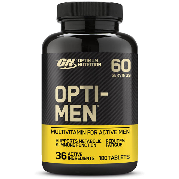 Optimum Nutrition Opti-Men multivitamīnu uztura bagātinātājs vīriešiem ar D vitamīnu, C vitamīnu, B6 vitamīnu un aminoskābēm, bez garšas, 60 porcijas, 180 kapsulas