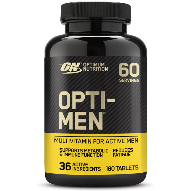 Optimum Nutrition Opti-Men multivitamīnu uztura bagātinātājs vīriešiem ar D vitamīnu, C vitamīnu, B6 vitamīnu un aminoskābēm, bez garšas, 60 porcijas, 180 kapsulas