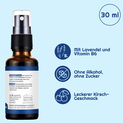 Vihado melatonīna aerosols - Premium: Līdz pat 5 reizēm lielāka deva - 180 dienu krājumi - melatonīna aerosols ar augstu lavandas devu, bezalkoholisks - vegāns, 30 ml