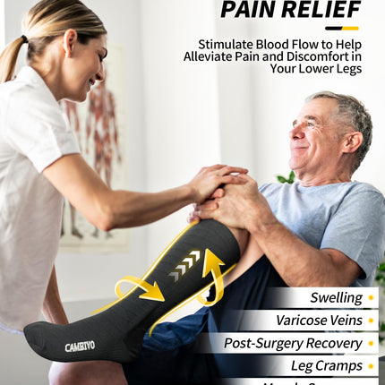 CAMBIVO kompresijas zeķes sievietēm un vīriešiem, 3 pāri, atbalsta zeķes, kompresijas zeķes, trombozes zeķes atveseļošanai, skriešanai, ceļošanai, slēpošanai, grūtniecībai, ikdienas lietošanai