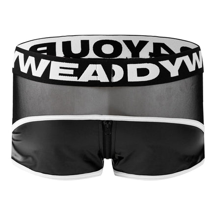 Bodywear4you vīriešu ādas fetiša biksītes ar lateksa imitācijas sieta apdari un rāvējslēdzēju, vīriešu vīrišķīgas bikses (DE/NL/SE/PL, burtciparu, S, parastais, parastais, baltas)