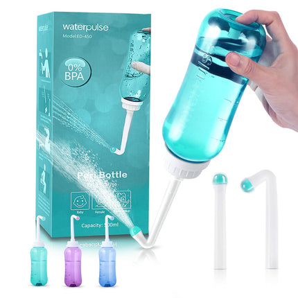 Duša dibenam 500 ml, duša ar pogu, duša dibenam ar dubultu uzgali, pārnēsājama bidē, intīma duša peri pudelē pēcdzemdību periodā, bidē tualete ūdensizturīga
