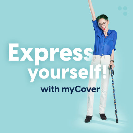 myCover - moderns pārvalks kruķiem un spieķiem, der visiem kruķiem un spieķiem, elastīgs audums, mazgājams (punkti - 2 gabali)