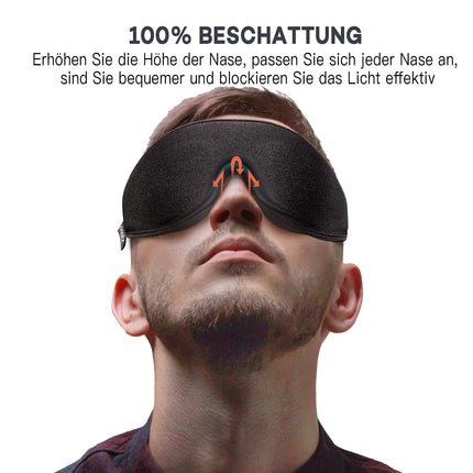 onaEz 3D miega maska ​​vīriešiem un sievietēm, 2024. gada pilnīga gaismu bloķējoša acu maska, 12 mm padziļinātas acu dobumi un pacelti deguna spilventiņi, ledus zīda miega maska ​​ceļojumiem, diendusai, melna