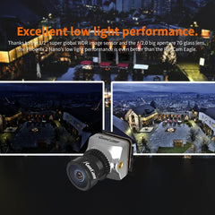 RunCam Phoenix2 Nano Freestyle FPV kamera 1000TVL 1/2" COMS sensors 2.1mm (M8) FOV 155° 4:3/16:9 PAL/NTSC pārslēdzams FPV droniem un kvadrokopteriem