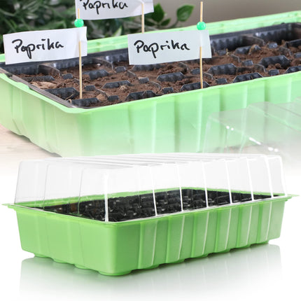 com-four® 4X iekštelpu siltumnīca, daudzpodu paplātes ar vāku, stādītājs ar audzēšanas podiem 96 augiem, audzēšanas komplekts ziediem, augļiem un dārzeņiem (audzēšanas komplekts 3)