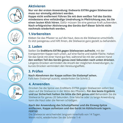 EndWarts EXTRA: Kārpu ārstēšanai, sasaldēšanas šķīdums kārpu ārstēšanai uz kakla, krūtīm un padusēm, 9 vienreizējās lietošanas uzgaļi un 9 plāksteri, ielāpi, aerosols